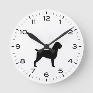 Drahthaar Pointing Griffon Dog Silhouette Runde Wanduhr