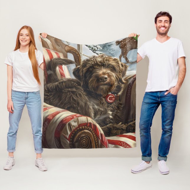 Drahthaar Pointing Griffon Dog Weihnachtsfest Fleecedecke (Beispiel)