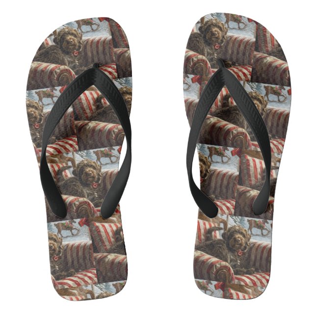 Drahthaar Pointing Griffon Dog Weihnachtsfest Flip Flops (Fußbett)