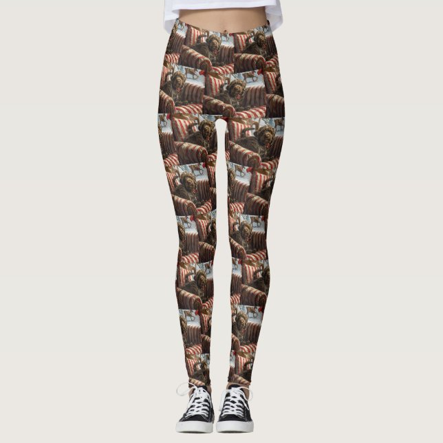 Drahthaar Pointing Griffon Dog Weihnachtsfest Leggings (Vorderseite)