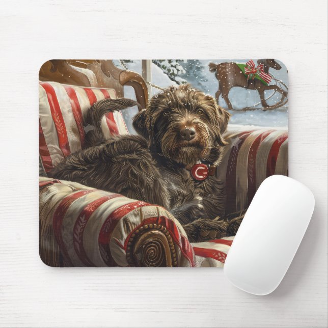 Drahthaar Pointing Griffon Dog Weihnachtsfest Mousepad (Mit Mouse)