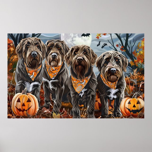 Drahthaar Pointing Griffon Halloween Spooky Poster (Vorne)