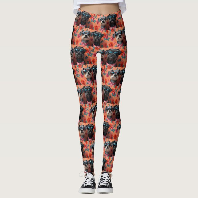 Drahthaar Pointing Griffon Heart Valentine's Day Leggings (Vorderseite)