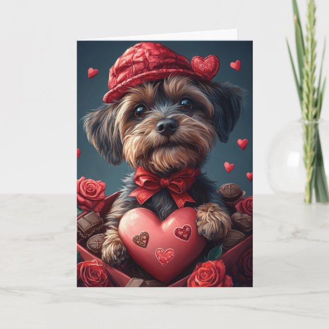 Drahthaar Pointing Griffon Herz Valentinstag Karte (Vorderseite)