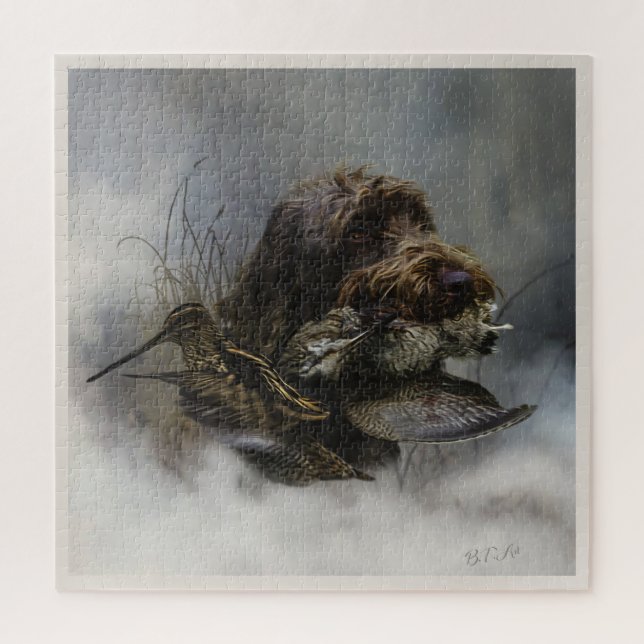 Drahthaar Pointing Griffon, Jagd auf Holzhaken Puzzle (Vertikal)