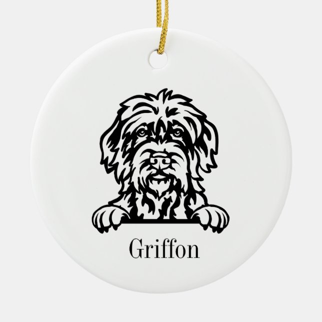 Drahthaar Pointing Griffon Keramik Ornament (Vorne)