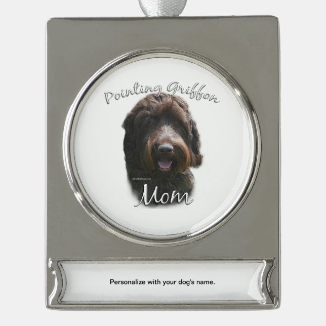 Drahthaar Pointing Griffon Mama 2 Banner-Ornament Silber (Vorderseite)