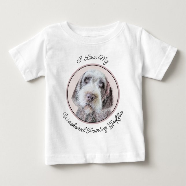 Drahthaar Pointing Griffon Painting - Dog Art Baby T-shirt (Vorderseite)