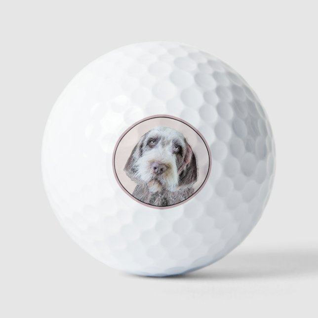 Drahthaar Pointing Griffon Painting - Dog Art Golfball (Vorderseite)