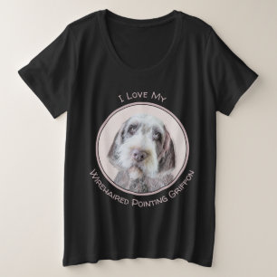 Drahthaar Pointing Griffon Painting - Dog Art Große Größe T-Shirt