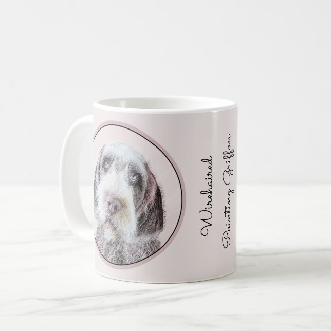 Drahthaar Pointing Griffon Painting - Dog Art Kaffeetasse (Vorderseite Links)