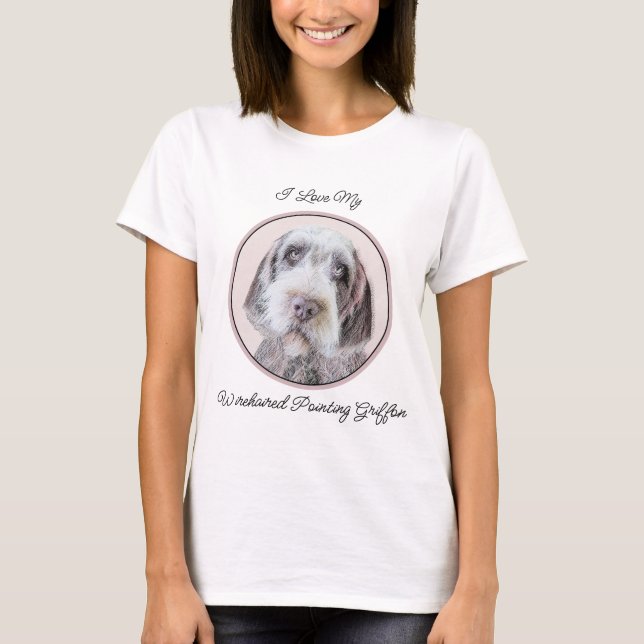 Drahthaar Pointing Griffon Painting - Dog Art T-Shirt (Vorderseite)
