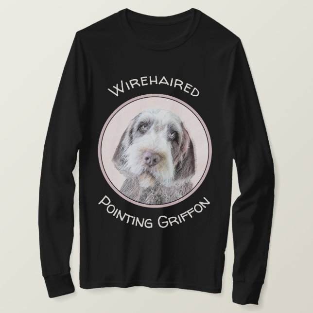 Drahthaar Pointing Griffon Painting - Dog Art T-Shirt (Design vorne)