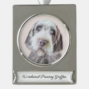 Drahthaar Pointing Griffon Painting - Hunde Art Si Banner-Ornament Silber