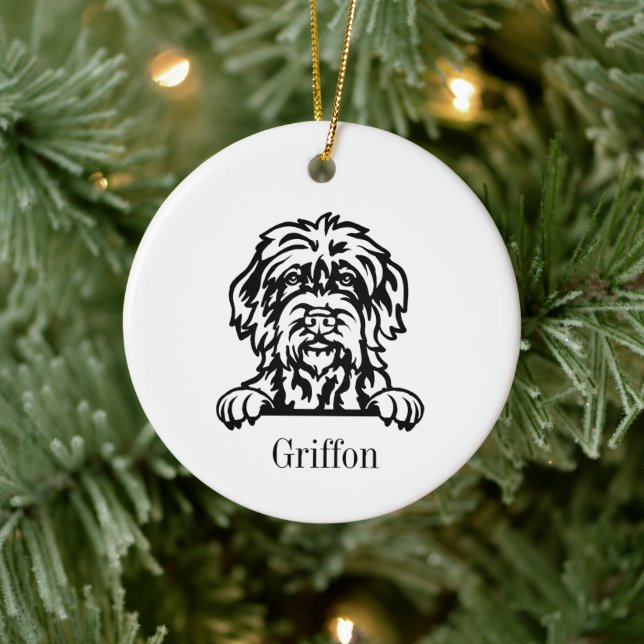 Drahthaar Pointing Griffon personalisiertes Tier Keramik Ornament (Baum)