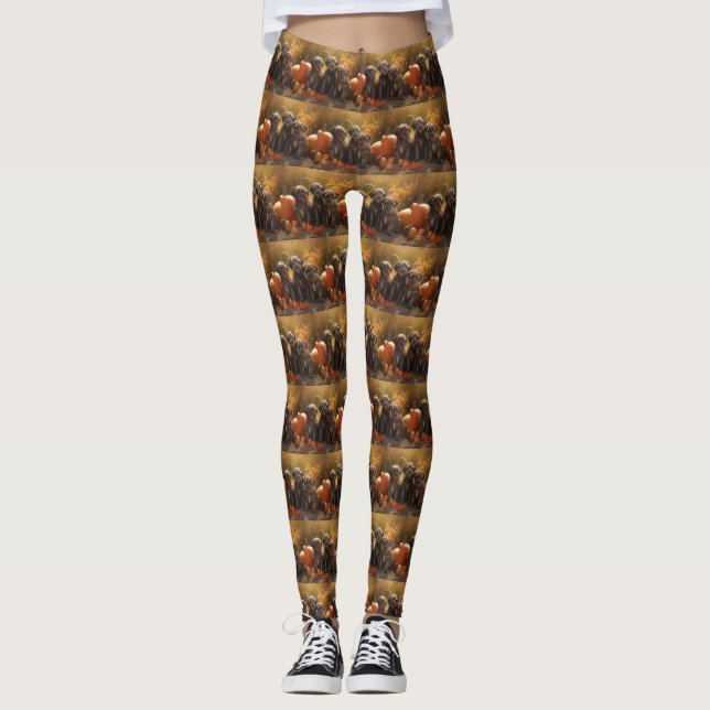 Drahthaar Pointing Griffon Puppy Herbst Leggings (Vorderseite)