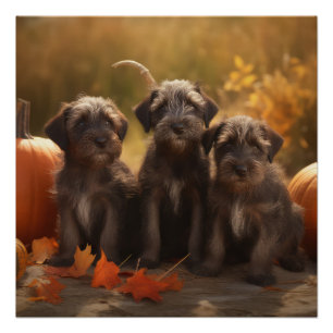 Drahthaar Pointing Griffon Puppy Herbst Poster