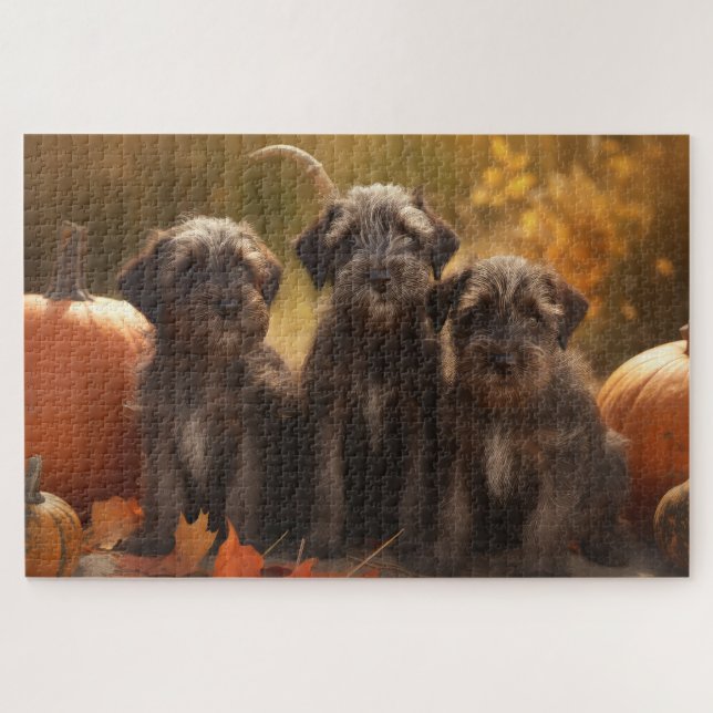 Drahthaar Pointing Griffon Puppy Herbst Puzzle (Horizontal)
