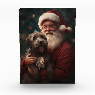 Drahthaar Pointing Griffon Santa Claus Weihnachten Fotoblock