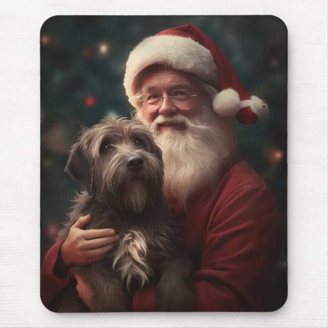 Drahthaar Pointing Griffon Santa Claus Weihnachten Mousepad (Vorne)