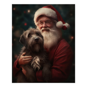 Drahthaar Pointing Griffon Santa Claus Weihnachten Poster
