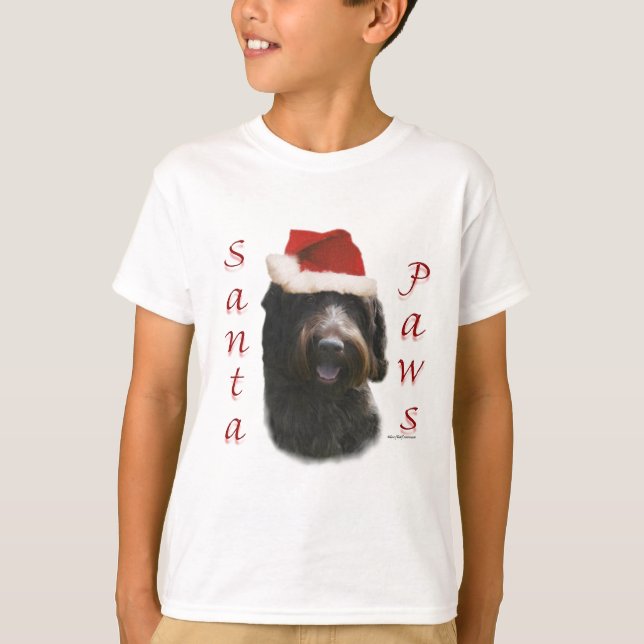 Drahthaar Pointing Griffon Santa Paws T-Shirt (Vorderseite)