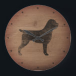 Drahthaar Pointing Griffon Silhouette Rustikal Große Wanduhr<br><div class="desc">Drahthaar pointing Griffon Lover's Wall Clock. Holzdesign ist bedruckt,  nicht echtes Holz.</div>