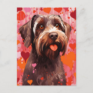 Drahthaar Pointing Griffon Valentinstag Postkarte
