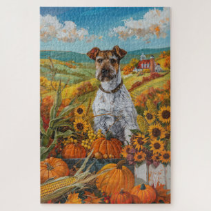 Drahthaar-Terrier-Hund Herbsternte Erntedankfest Puzzle