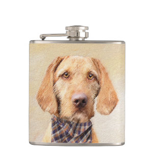 Drahthaar Vizsla Painting - Niedliche Hundekunst Flachmann