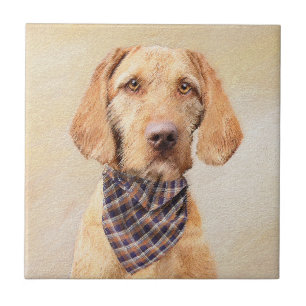 Drahthaar Vizsla Painting - Niedliche Hundekunst Fliese