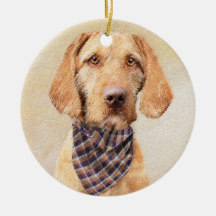 Drahthaar Vizsla Painting - Niedliche Hundekunst Keramik Ornament