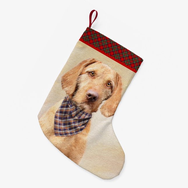 Drahthaar Vizsla Painting - Niedliche Hundekunst Kleiner Weihnachtsstrumpf (Vorderansicht (hängend))