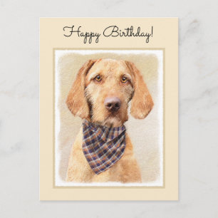 Drahthaar Vizsla Painting - Niedliche Hundekunst Postkarte