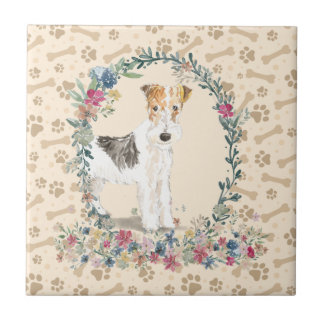Drahthaarenfox Terrier Dog Pfow Niedlich drucken Fliese