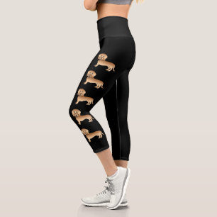 Drahthaarhunde auf schwarzen Dackeln Capri Leggings