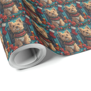 Drahthaariger Griffon mit Weihnachtsgeschenken Geschenkpapier