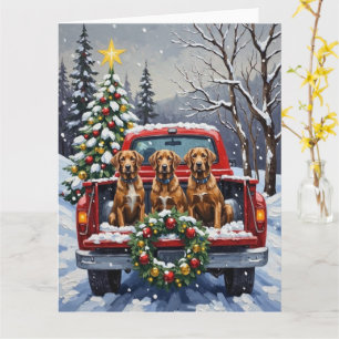 Drahthaariger Griffon Weihnachten Roter LKW Karte