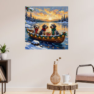Drahthaariger Griffon Weihnachtsboot Urlaub Poster