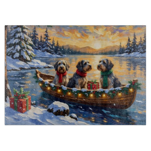 Drahthaariger Griffon Weihnachtsboot Urlaub Schneidebrett