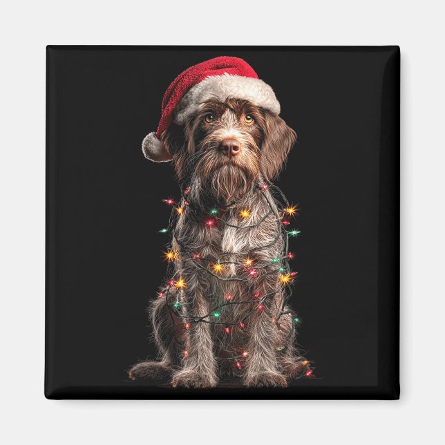 Drahthaariger Griffon Weihnachtsgrafik Hund L Magnet (Vorne)