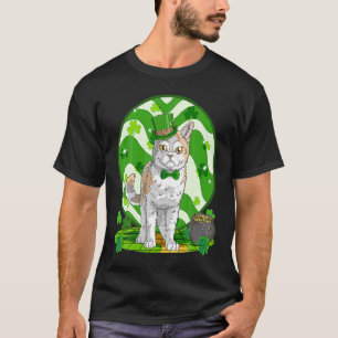 Drahthaarkatze Leprechaun Glück Kleeblatt St. Patr T-Shirt