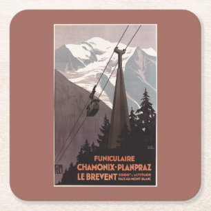 Drahtseilbahn-Plakat Funiculaire Le Brevent Rechteckiger Pappuntersetzer