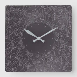 Drahtverzierungen auf schwarzem Hintergrund Quadratische Wanduhr