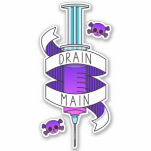 Drain Main Gamer Lila Cartoon Spritze Aufkleber