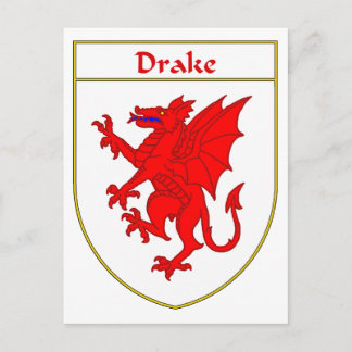 Drake Coat of Arms/Familienwappen Postkarte