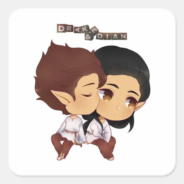 Drake und Dian Square Sticker (Vorderseite)