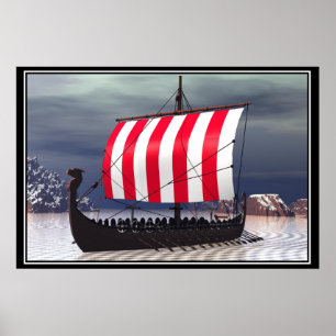 Drakkar Wikinger-Segelschiff Poster