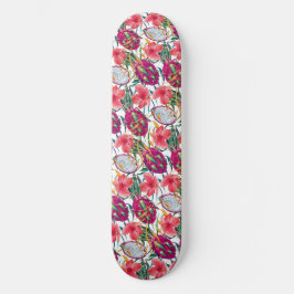 Drakonfrucht Tropisch Blumig Modern Grüne Palme Skateboard