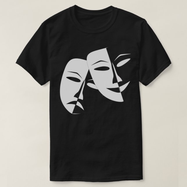 Drama Comedy Opera Theater Mask Happy Sad F T-Shirt (Design vorne)